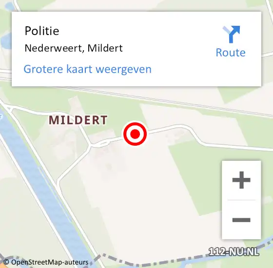 Locatie op kaart van de 112 melding: Politie Nederweert, Mildert op 25 april 2017 20:41