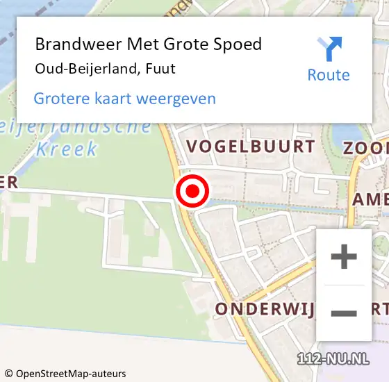 Locatie op kaart van de 112 melding: Brandweer Met Grote Spoed Naar Oud-Beijerland, Fuut op 18 januari 2014 11:53