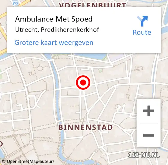 Locatie op kaart van de 112 melding: Ambulance Met Spoed Naar Utrecht, Predikherenkerkhof op 25 april 2017 21:01