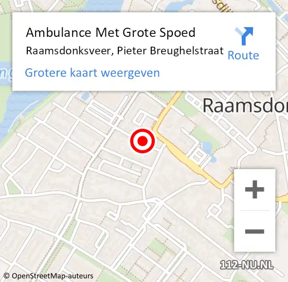 Locatie op kaart van de 112 melding: Ambulance Met Grote Spoed Naar Raamsdonksveer, Pieter Breughelstraat op 25 april 2017 21:22