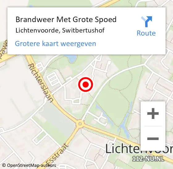 Locatie op kaart van de 112 melding: Brandweer Met Grote Spoed Naar Lichtenvoorde, Switbertushof op 25 april 2017 22:04