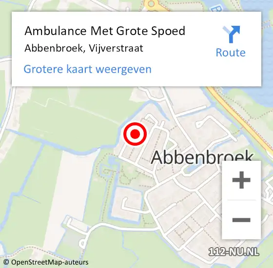 Locatie op kaart van de 112 melding: Ambulance Met Grote Spoed Naar Abbenbroek, Vijverstraat op 25 april 2017 22:36