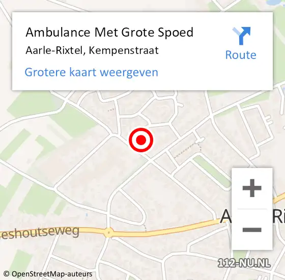 Locatie op kaart van de 112 melding: Ambulance Met Grote Spoed Naar Aarle-Rixtel, Kempenstraat op 25 april 2017 23:00