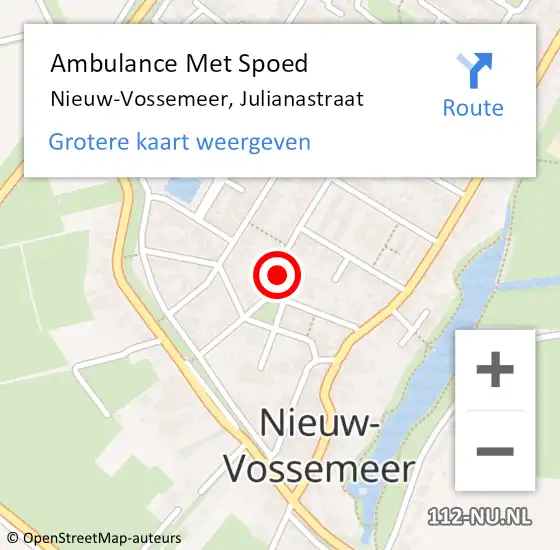 Locatie op kaart van de 112 melding: Ambulance Met Spoed Naar Nieuw-Vossemeer, Julianastraat op 25 april 2017 23:15