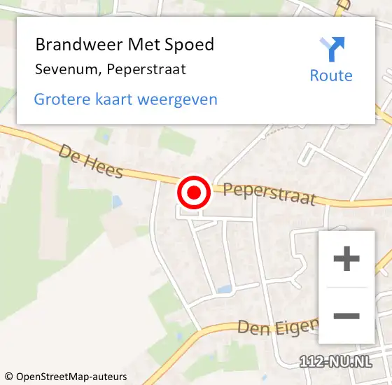 Locatie op kaart van de 112 melding: Brandweer Met Spoed Naar Sevenum, Peperstraat op 25 april 2017 23:27