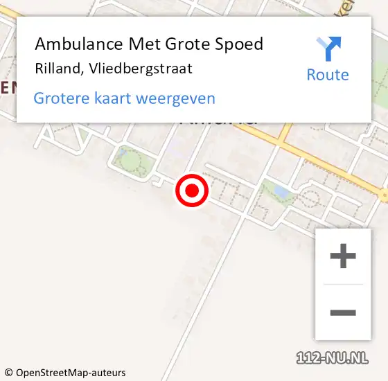 Locatie op kaart van de 112 melding: Ambulance Met Grote Spoed Naar Rilland, Vliedbergstraat op 25 april 2017 23:27