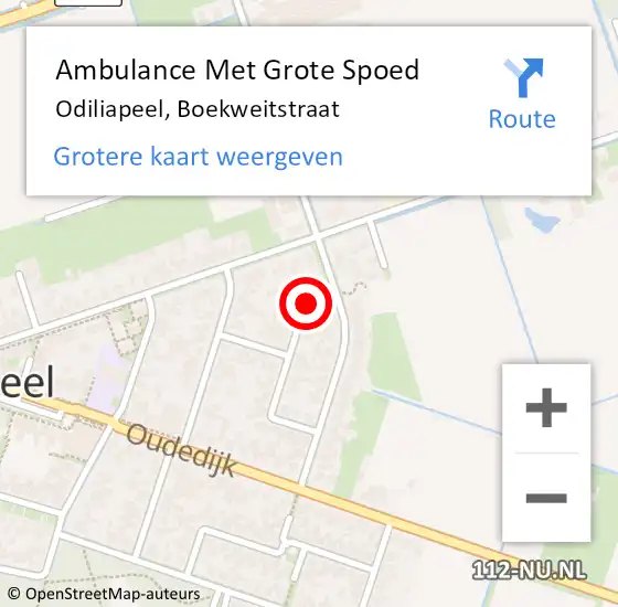 Locatie op kaart van de 112 melding: Ambulance Met Grote Spoed Naar Odiliapeel, Boekweitstraat op 25 april 2017 23:53