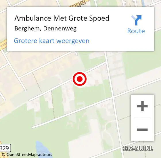 Locatie op kaart van de 112 melding: Ambulance Met Grote Spoed Naar Berghem, Dennenweg op 18 januari 2014 12:11