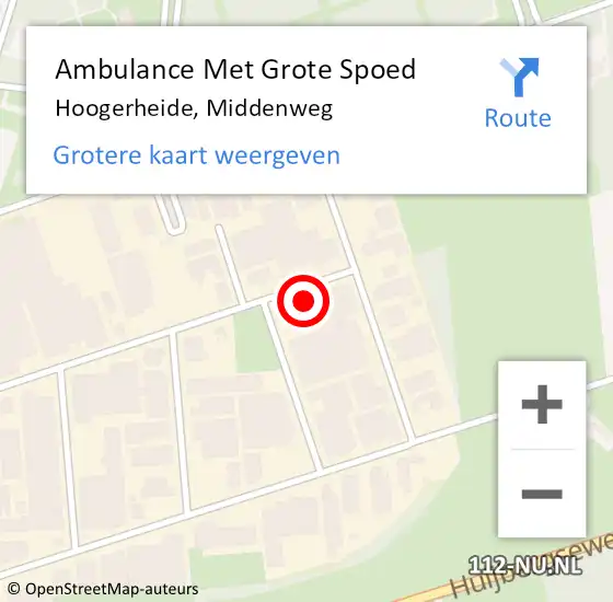 Locatie op kaart van de 112 melding: Ambulance Met Grote Spoed Naar Hoogerheide, Middenweg op 26 april 2017 02:57