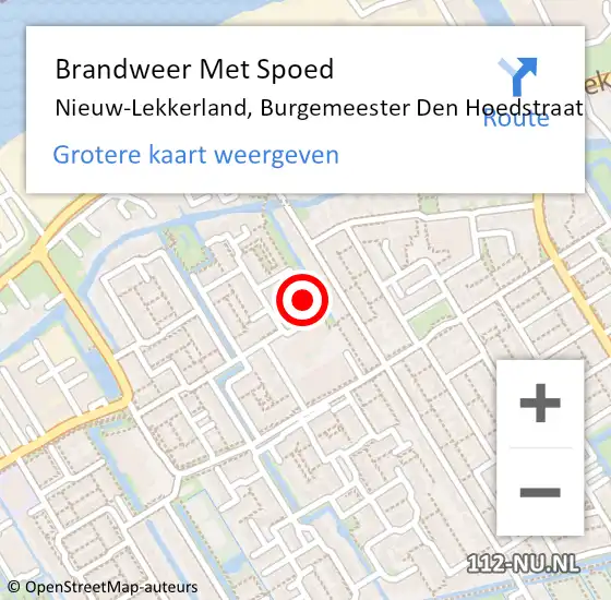 Locatie op kaart van de 112 melding: Brandweer Met Spoed Naar Nieuw-Lekkerland, Burgemeester Den Hoedstraat op 26 april 2017 03:12