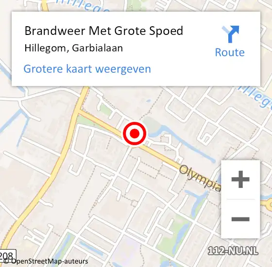 Locatie op kaart van de 112 melding: Brandweer Met Grote Spoed Naar Hillegom, Garbialaan op 18 januari 2014 12:17