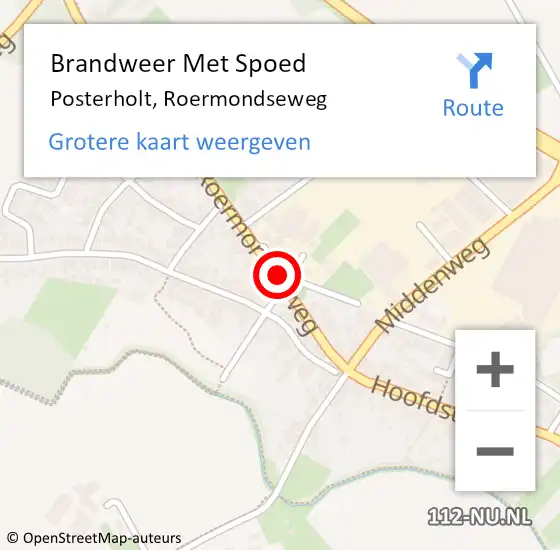 Locatie op kaart van de 112 melding: Brandweer Met Spoed Naar Posterholt, Roermondseweg op 26 april 2017 04:05