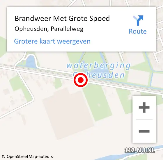 Locatie op kaart van de 112 melding: Brandweer Met Grote Spoed Naar Opheusden, Parallelweg op 26 april 2017 05:34