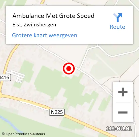 Locatie op kaart van de 112 melding: Ambulance Met Grote Spoed Naar Elst, Zwijnsbergen op 26 april 2017 06:09