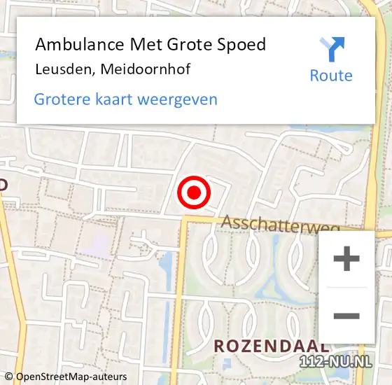 Locatie op kaart van de 112 melding: Ambulance Met Grote Spoed Naar Leusden, Meidoornhof op 26 april 2017 11:13