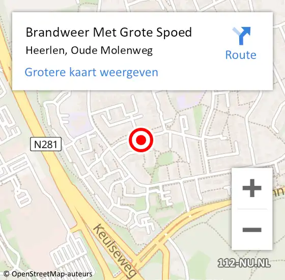 Locatie op kaart van de 112 melding: Brandweer Met Grote Spoed Naar Heerlen, Oude Molenweg op 26 april 2017 11:43