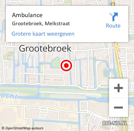 Locatie op kaart van de 112 melding: Ambulance Grootebroek, Melkstraat op 26 april 2017 11:59