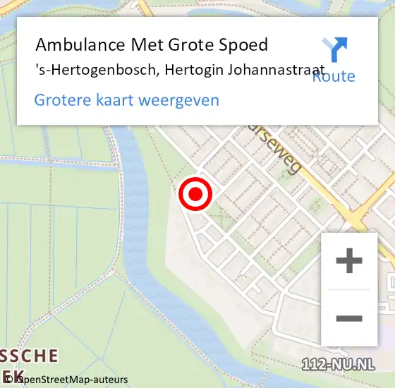 Locatie op kaart van de 112 melding: Ambulance Met Grote Spoed Naar 's-Hertogenbosch, Hertogin Johannastraat op 26 april 2017 12:32