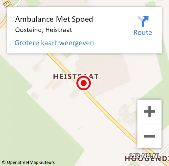 Locatie op kaart van de 112 melding: Ambulance Met Spoed Naar Oosteind, Heistraat op 26 april 2017 12:58