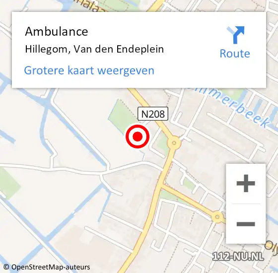 Locatie op kaart van de 112 melding: Ambulance Hillegom, Van den Endeplein op 26 april 2017 13:03