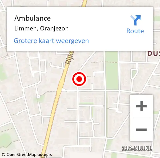 Locatie op kaart van de 112 melding: Ambulance Limmen, Oranjezon op 26 april 2017 13:18