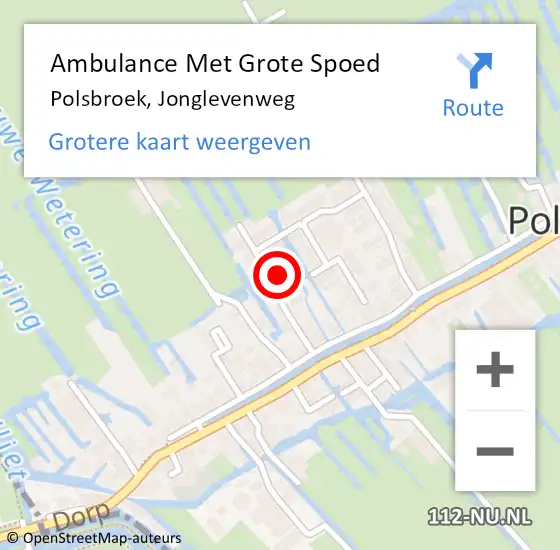 Locatie op kaart van de 112 melding: Ambulance Met Grote Spoed Naar Polsbroek, Jonglevenweg op 18 januari 2014 12:58