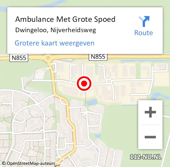 Locatie op kaart van de 112 melding: Ambulance Met Grote Spoed Naar Dwingeloo, Nijverheidsweg op 18 januari 2014 12:59