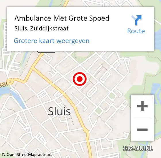 Locatie op kaart van de 112 melding: Ambulance Met Grote Spoed Naar Sluis, Zuiddijkstraat op 26 april 2017 14:11