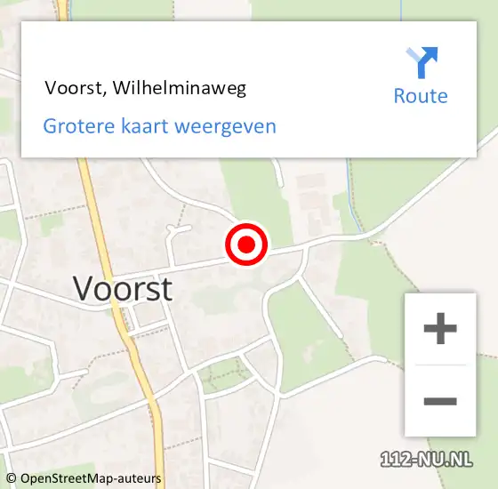 Locatie op kaart van de 112 melding:  Voorst, Wilhelminaweg op 26 april 2017 14:27