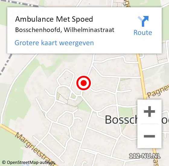 Locatie op kaart van de 112 melding: Ambulance Met Spoed Naar Bosschenhoofd, Wilhelminastraat op 26 april 2017 14:41