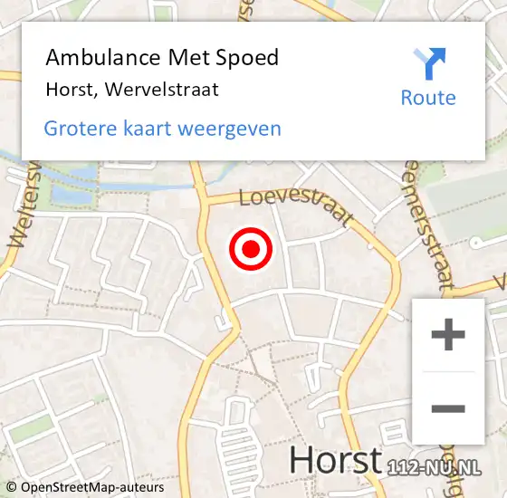 Locatie op kaart van de 112 melding: Ambulance Met Spoed Naar Horst, Wervelstraat op 26 april 2017 14:56