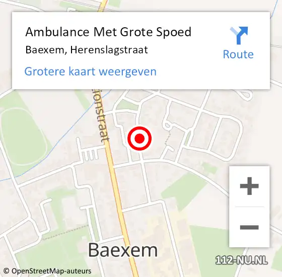 Locatie op kaart van de 112 melding: Ambulance Met Grote Spoed Naar Baexem, Herenslagstraat op 26 april 2017 15:34