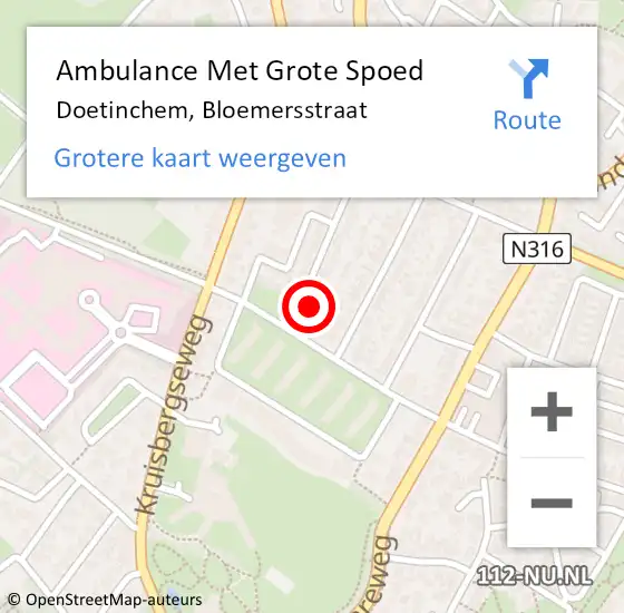 Locatie op kaart van de 112 melding: Ambulance Met Grote Spoed Naar Doetinchem, Bloemersstraat op 26 april 2017 16:40