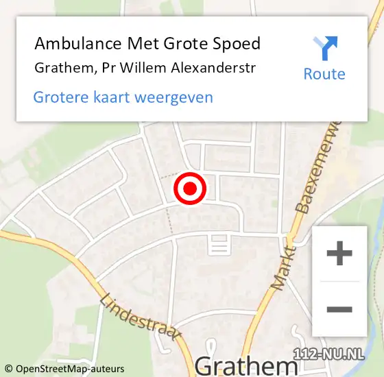 Locatie op kaart van de 112 melding: Ambulance Met Grote Spoed Naar Grathem, Pr Willem Alexanderstr op 26 april 2017 16:59