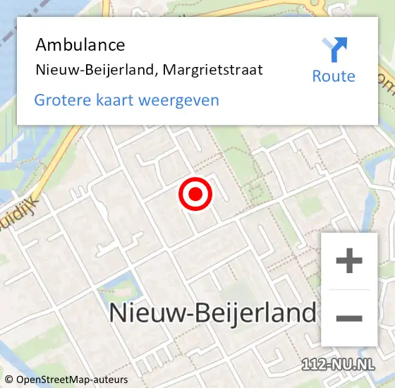 Locatie op kaart van de 112 melding: Ambulance Nieuw-Beijerland, Margrietstraat op 26 april 2017 17:12