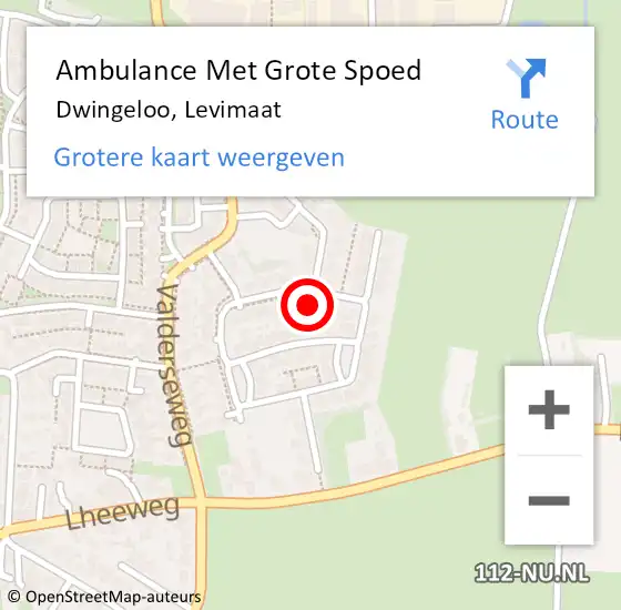 Locatie op kaart van de 112 melding: Ambulance Met Grote Spoed Naar Dwingeloo, Levimaat op 26 april 2017 17:36