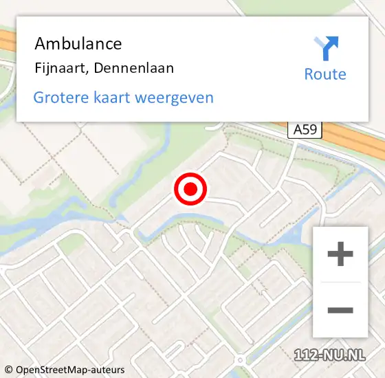 Locatie op kaart van de 112 melding: Ambulance Fijnaart, Dennenlaan op 26 april 2017 18:04