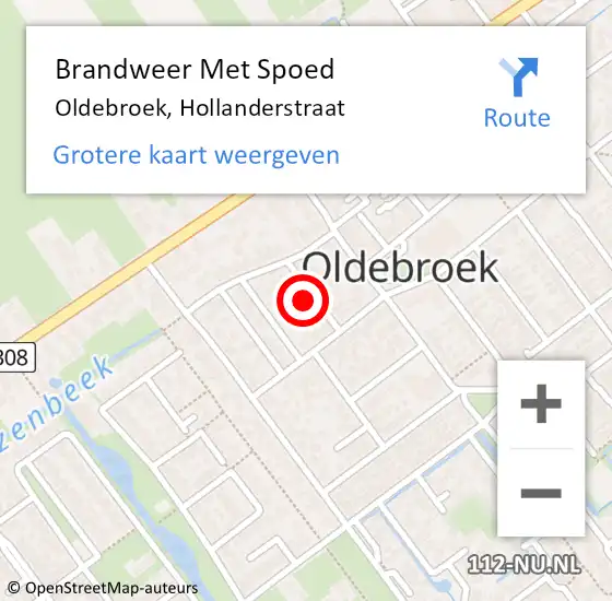 Locatie op kaart van de 112 melding: Brandweer Met Spoed Naar Oldebroek, Hollanderstraat op 26 april 2017 18:45