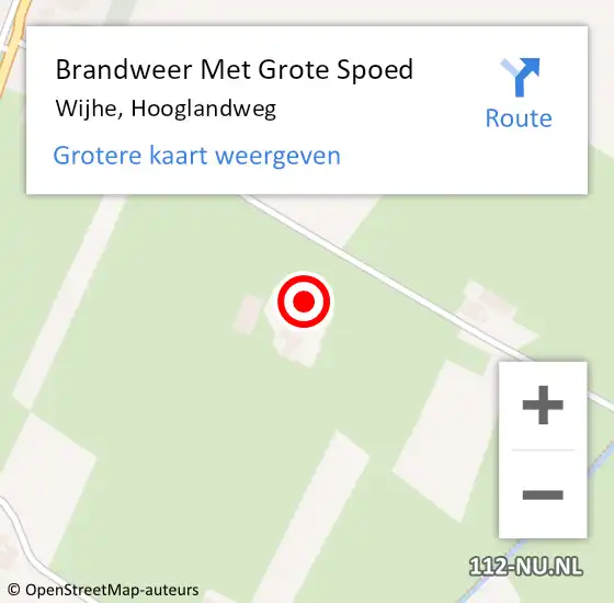 Locatie op kaart van de 112 melding: Brandweer Met Grote Spoed Naar Wijhe, Hooglandweg op 18 januari 2014 13:34