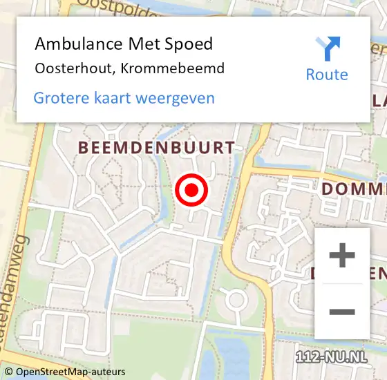 Locatie op kaart van de 112 melding: Ambulance Met Spoed Naar Oosterhout, Krommebeemd op 26 april 2017 19:48