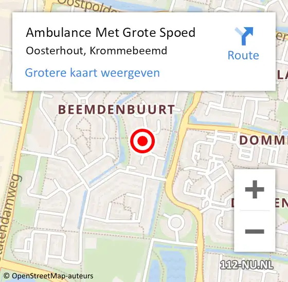 Locatie op kaart van de 112 melding: Ambulance Met Grote Spoed Naar Oosterhout, Krommebeemd op 26 april 2017 19:50