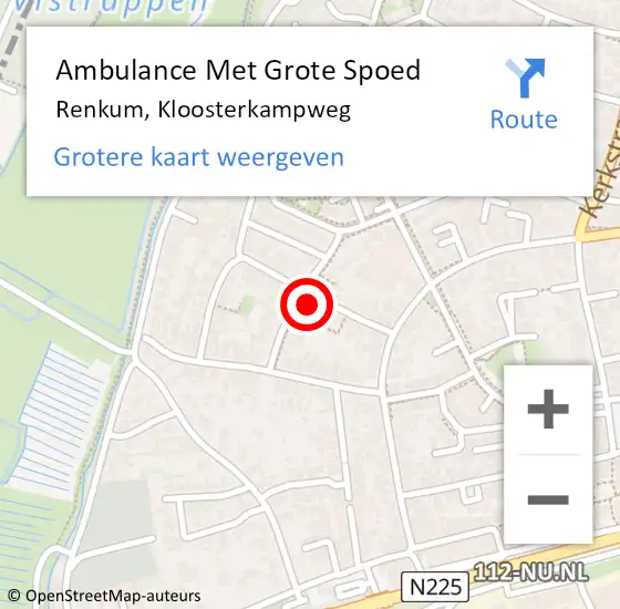 Locatie op kaart van de 112 melding: Ambulance Met Grote Spoed Naar Renkum, Kloosterkampweg op 26 april 2017 20:08