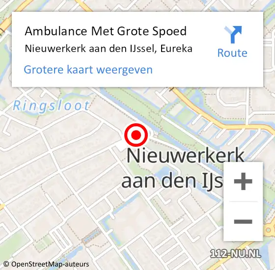 Locatie op kaart van de 112 melding: Ambulance Met Grote Spoed Naar Nieuwerkerk aan den IJssel, Eureka op 26 april 2017 20:22