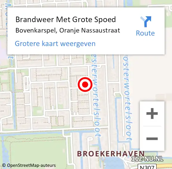 Locatie op kaart van de 112 melding: Brandweer Met Grote Spoed Naar Bovenkarspel, Oranje Nassaustraat op 26 april 2017 20:28