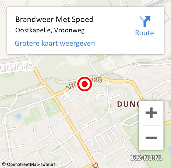 Locatie op kaart van de 112 melding: Brandweer Met Spoed Naar Oostkapelle, Vroonweg op 26 april 2017 22:16