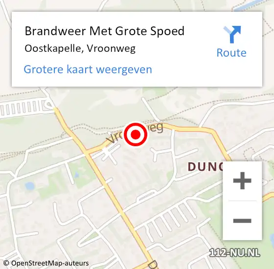 Locatie op kaart van de 112 melding: Brandweer Met Grote Spoed Naar Oostkapelle, Vroonweg op 26 april 2017 22:30