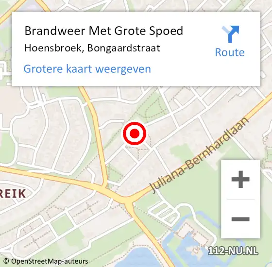 Locatie op kaart van de 112 melding: Brandweer Met Grote Spoed Naar Hoensbroek, Bongaardstraat op 26 april 2017 22:45