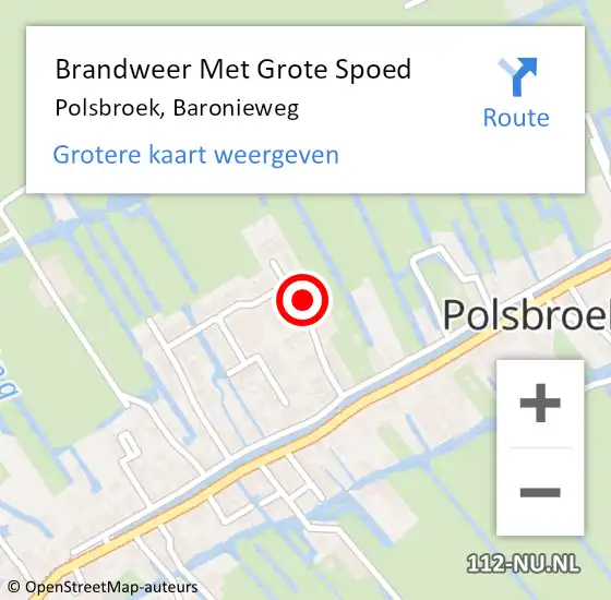 Locatie op kaart van de 112 melding: Brandweer Met Grote Spoed Naar Polsbroek, Baronieweg op 18 januari 2014 13:45