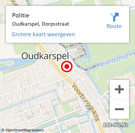 Locatie op kaart van de 112 melding: Politie Oudkarspel, Dorpsstraat op 26 april 2017 23:19