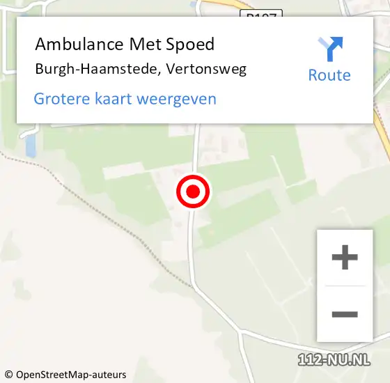 Locatie op kaart van de 112 melding: Ambulance Met Spoed Naar Burgh-Haamstede, Vertonsweg op 27 april 2017 00:14